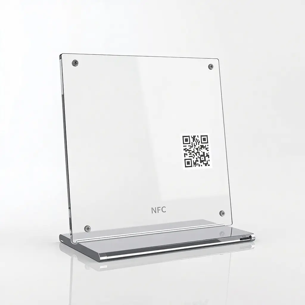 طراحی حرفه ای استند تبلیغاتی رومیزی هوشمند NFC